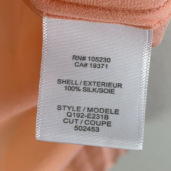 Equipment Femme Womens Large Peach 100% Silk Button Up Sheer Blouse Shirt - Picture 4 of 10